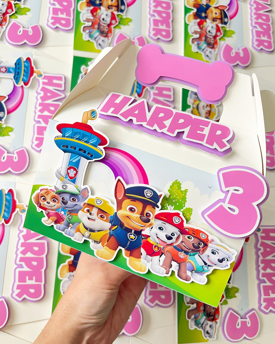 Paw Patrol themed Gable Favor Boxes