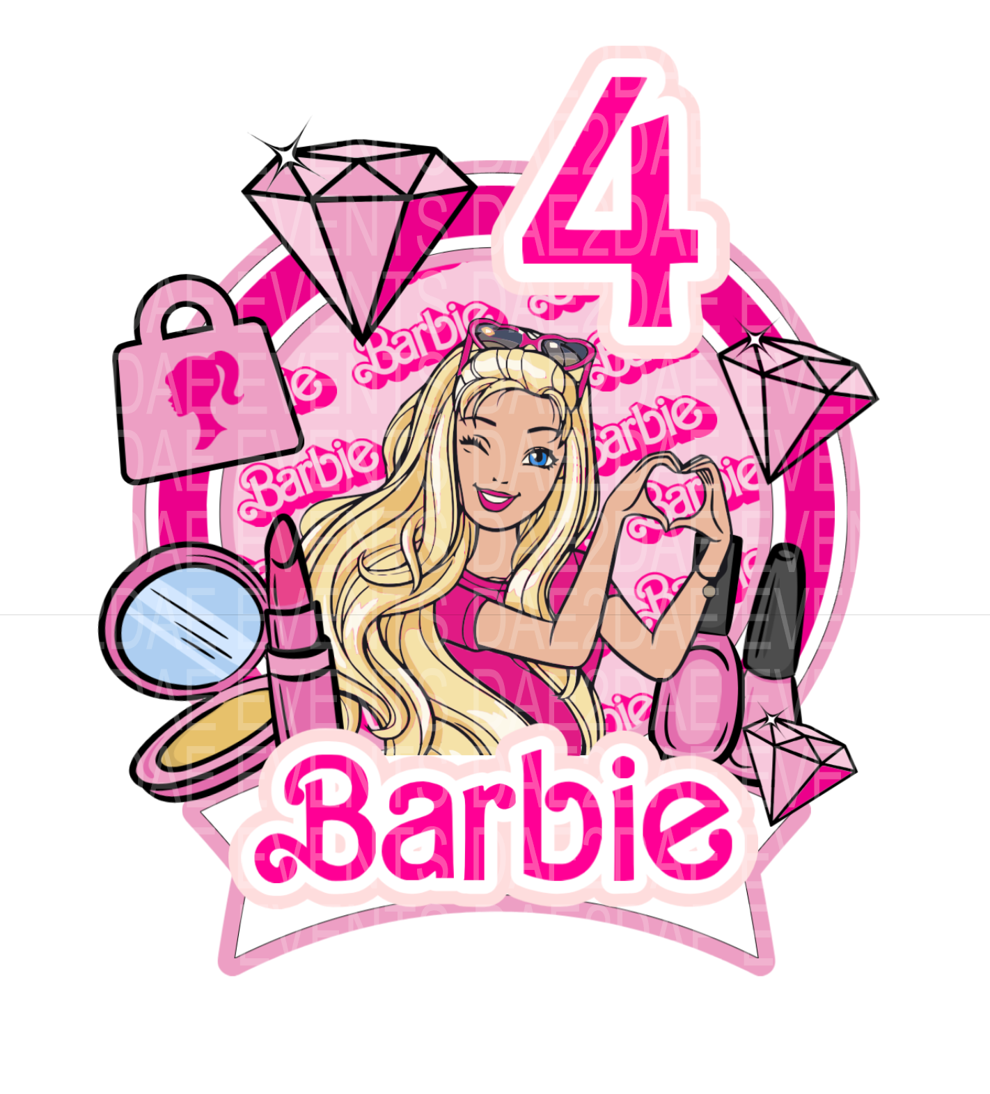 Barbie Cake Topper Template SVG Instant Digital Download Dae2Dae Events