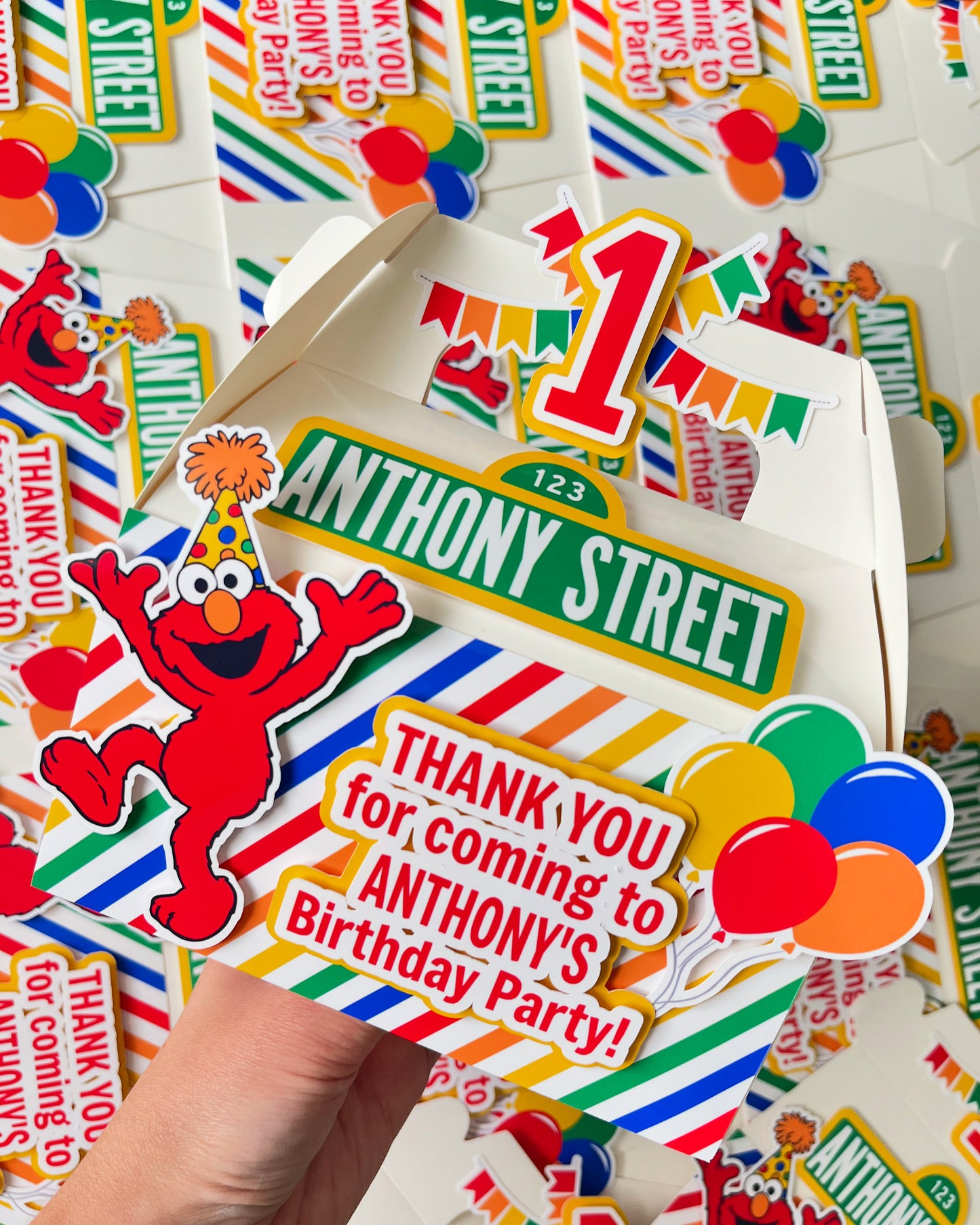 Elmo themed Gable Favor Boxes