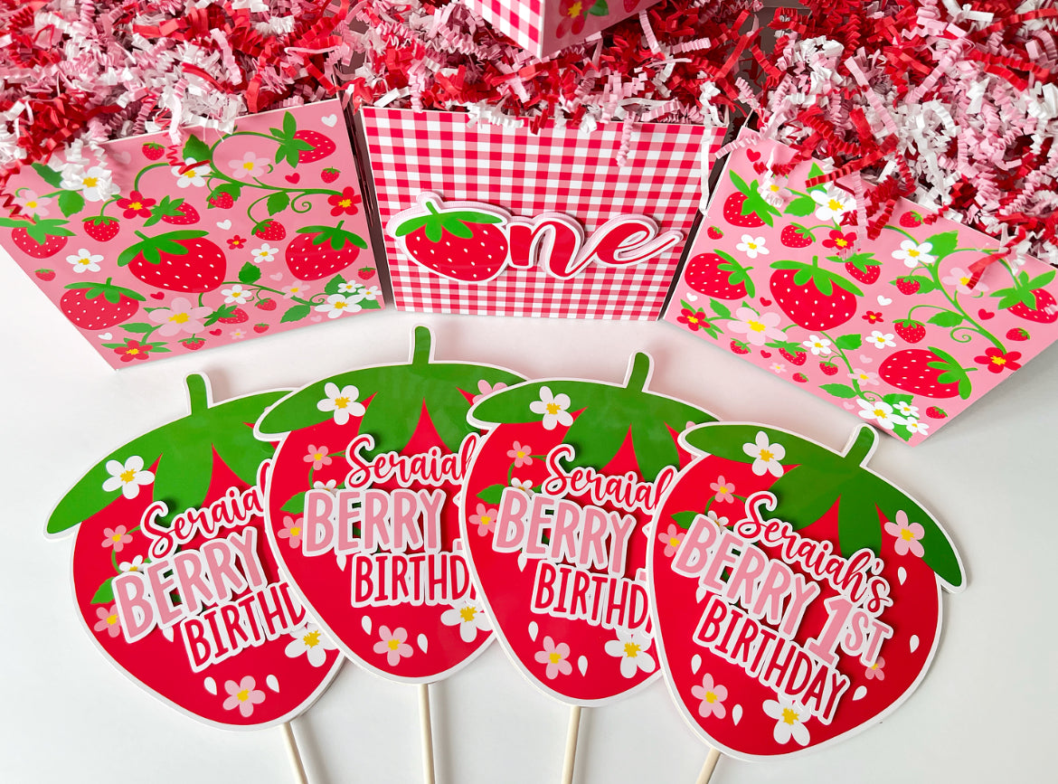 Berry Sweet Strawberry themed Centerpieces