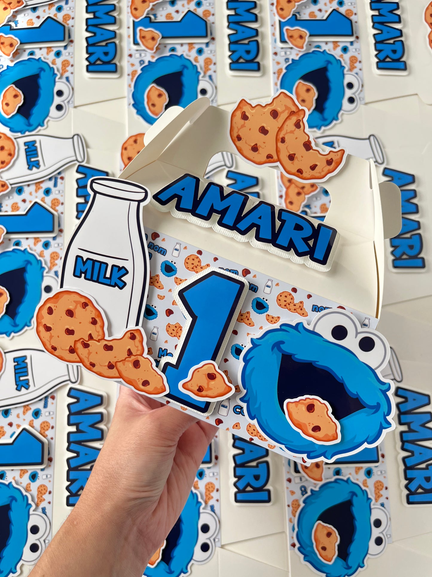 Cookie Monster themed Gable Favor Boxes