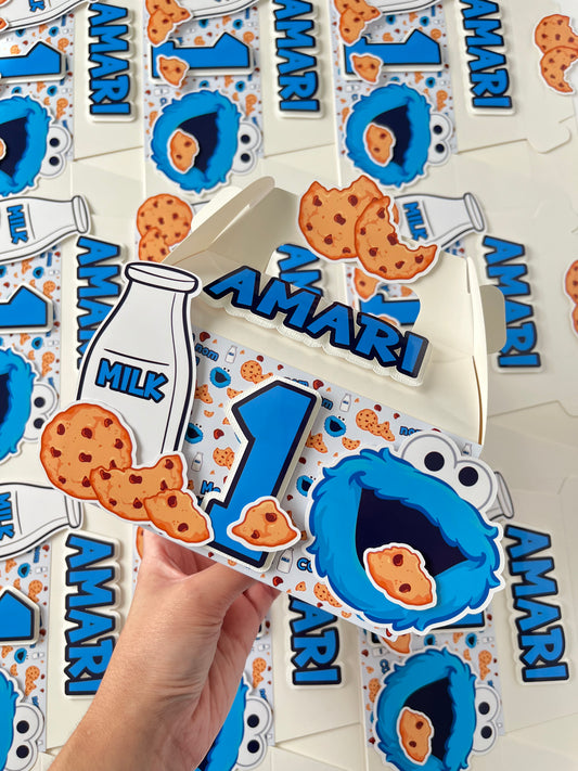 Cookie Monster themed Gable Favor Boxes