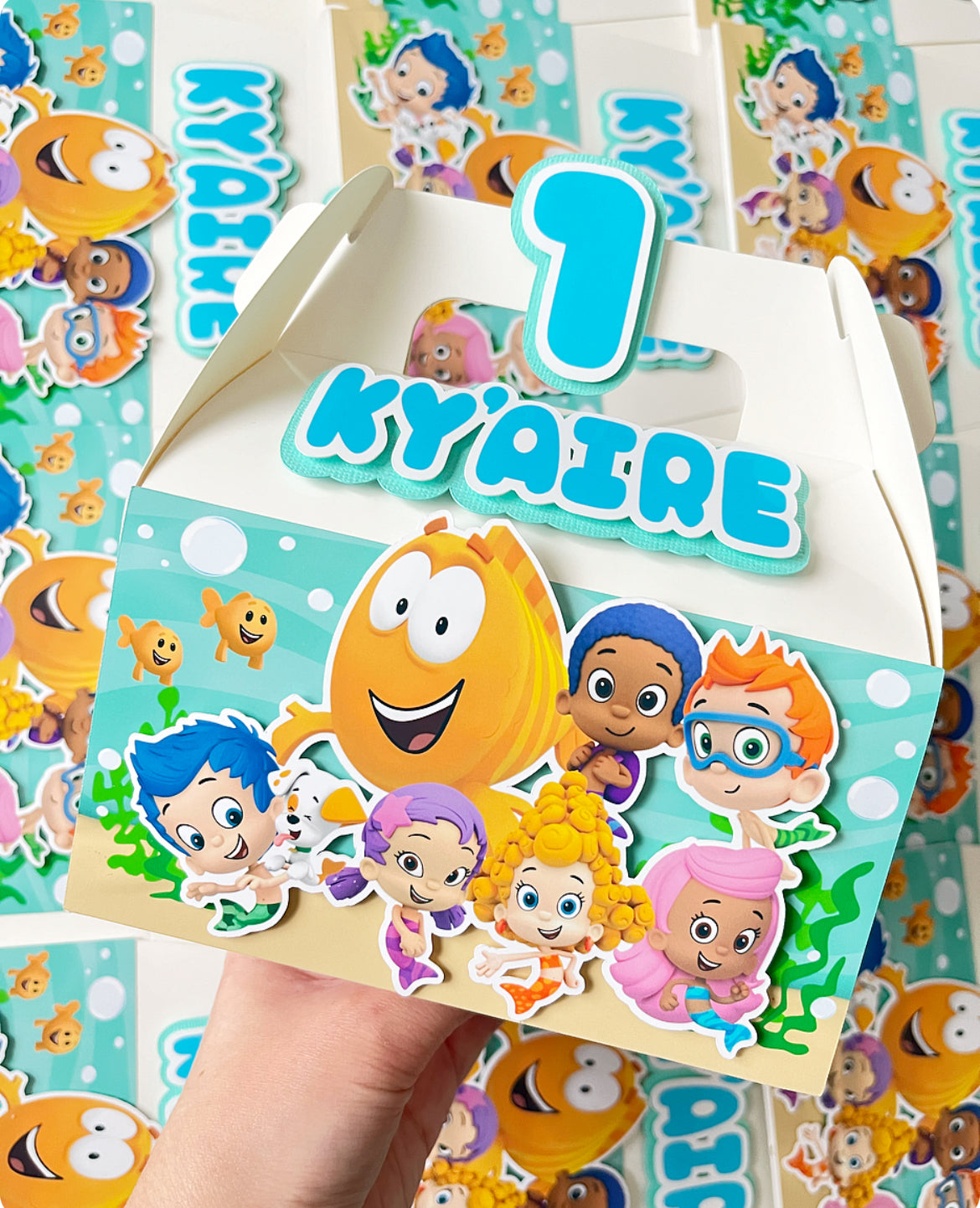 Bubble Guppies themed Gable Favor Boxes