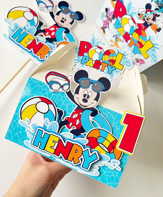 Mickey Pool Party Gable Favor Boxes