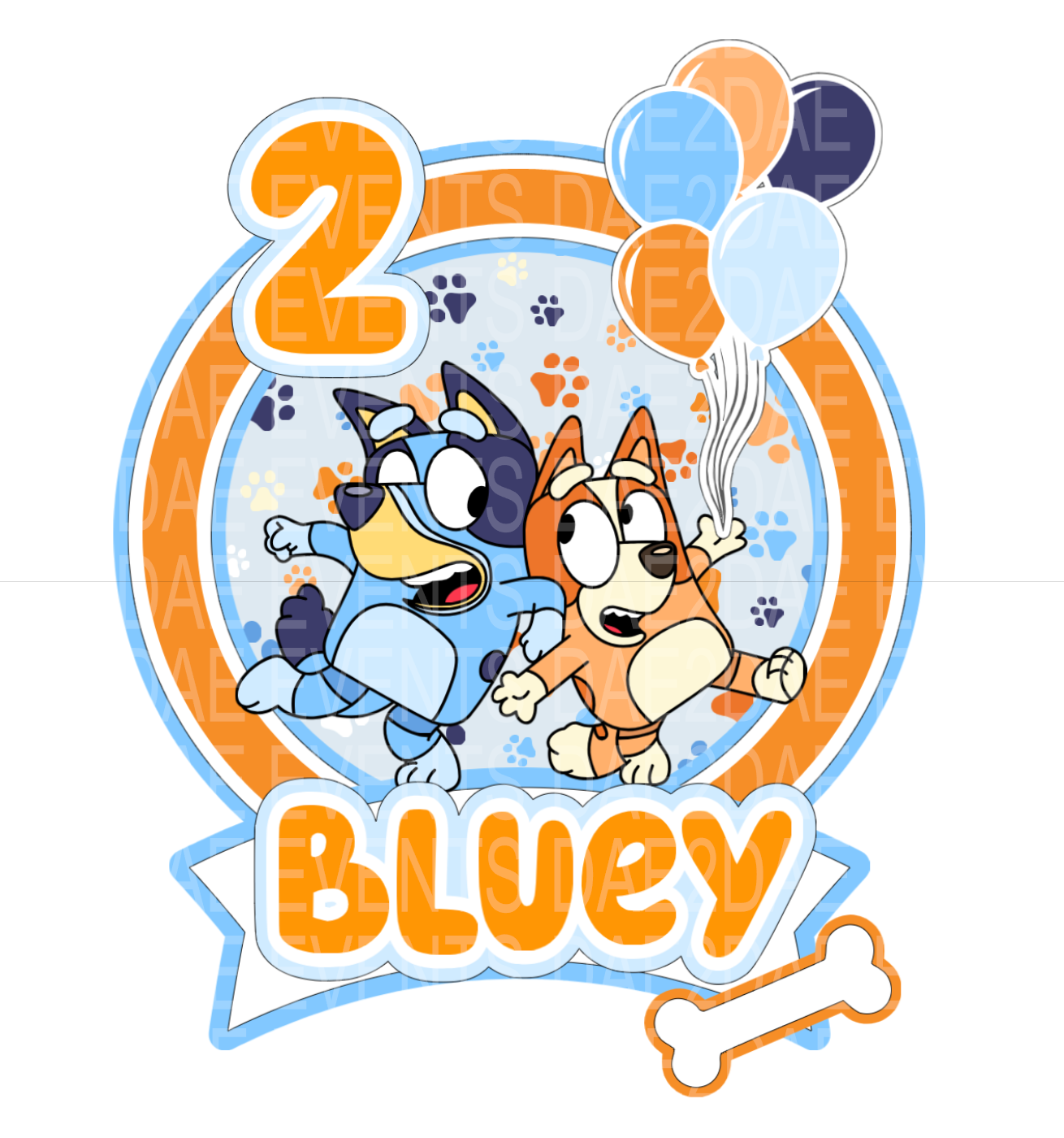 Bluey Cake Topper Template SVG Instant Digital Download Dae2Dae