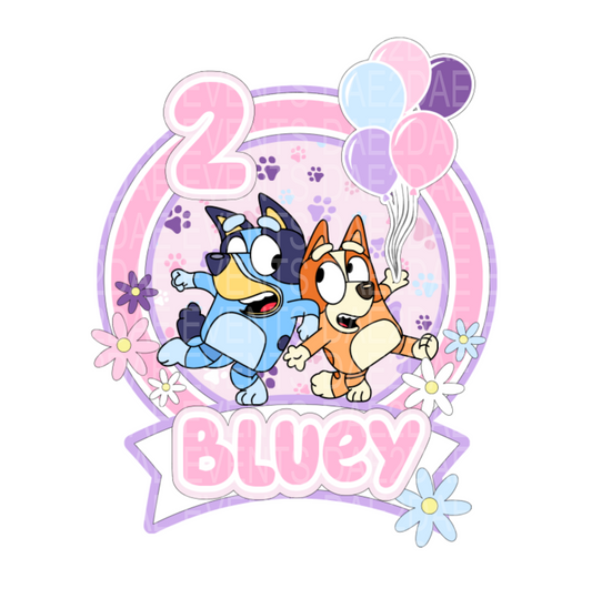 Bluey Girly Cake Topper Template - SVG - Instant Digital Download