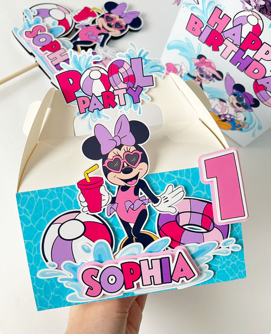 Minnie Pool Party Gable Favor Boxes