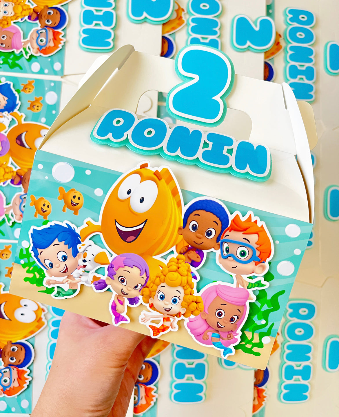 Bubble Guppies themed Gable Favor Boxes