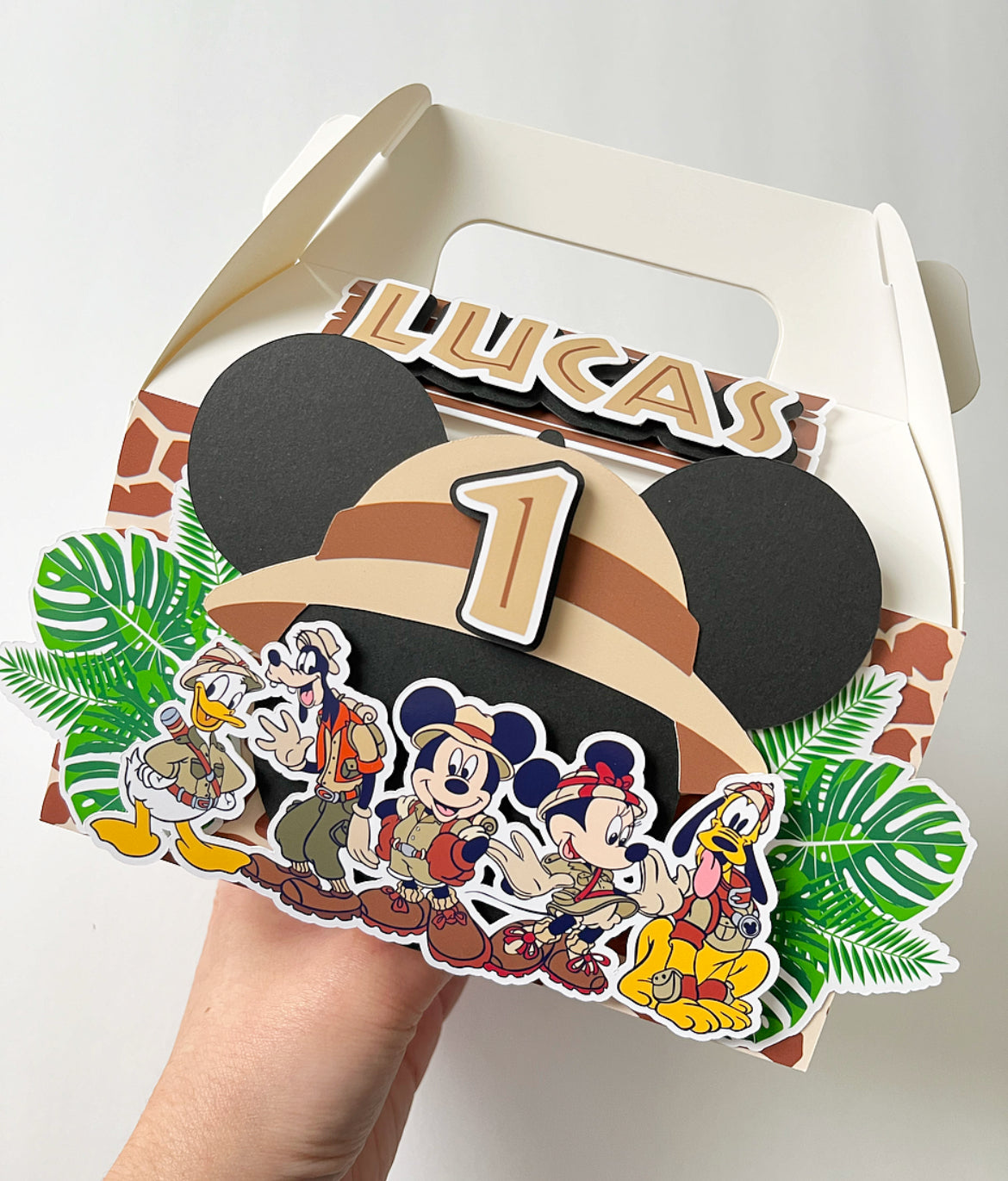 Mickey Safari themed Gable Favor Boxes