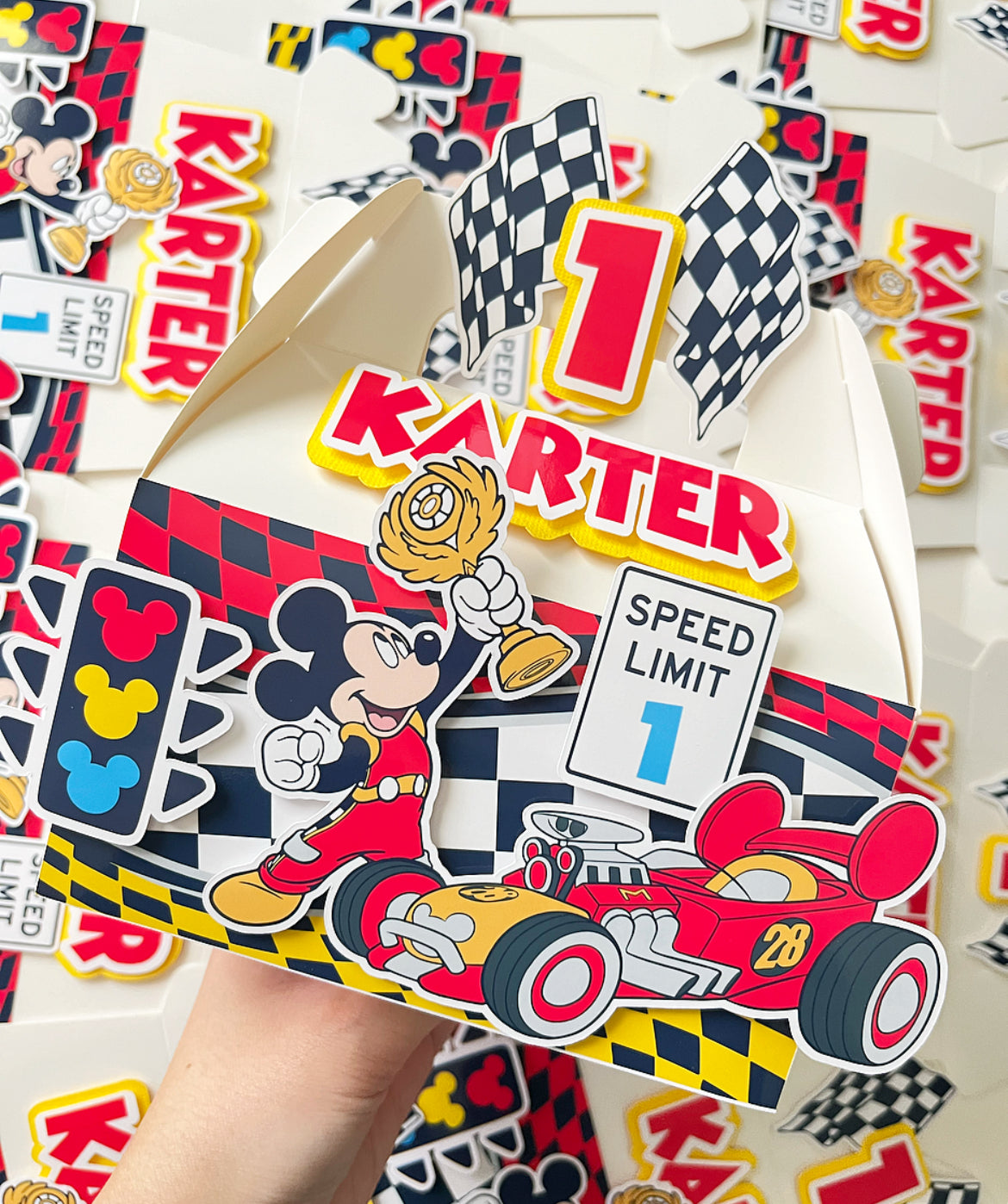 Mickey and the Roadster Racers themed Gable Favor Boxes