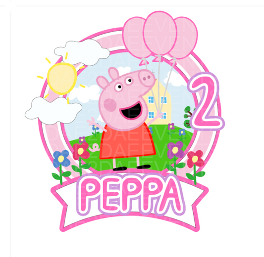 Peppa Pig Cake Topper Template - SVG - Instant Digital Download