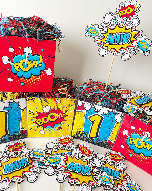 Superhero comic book themed Party Decorations
