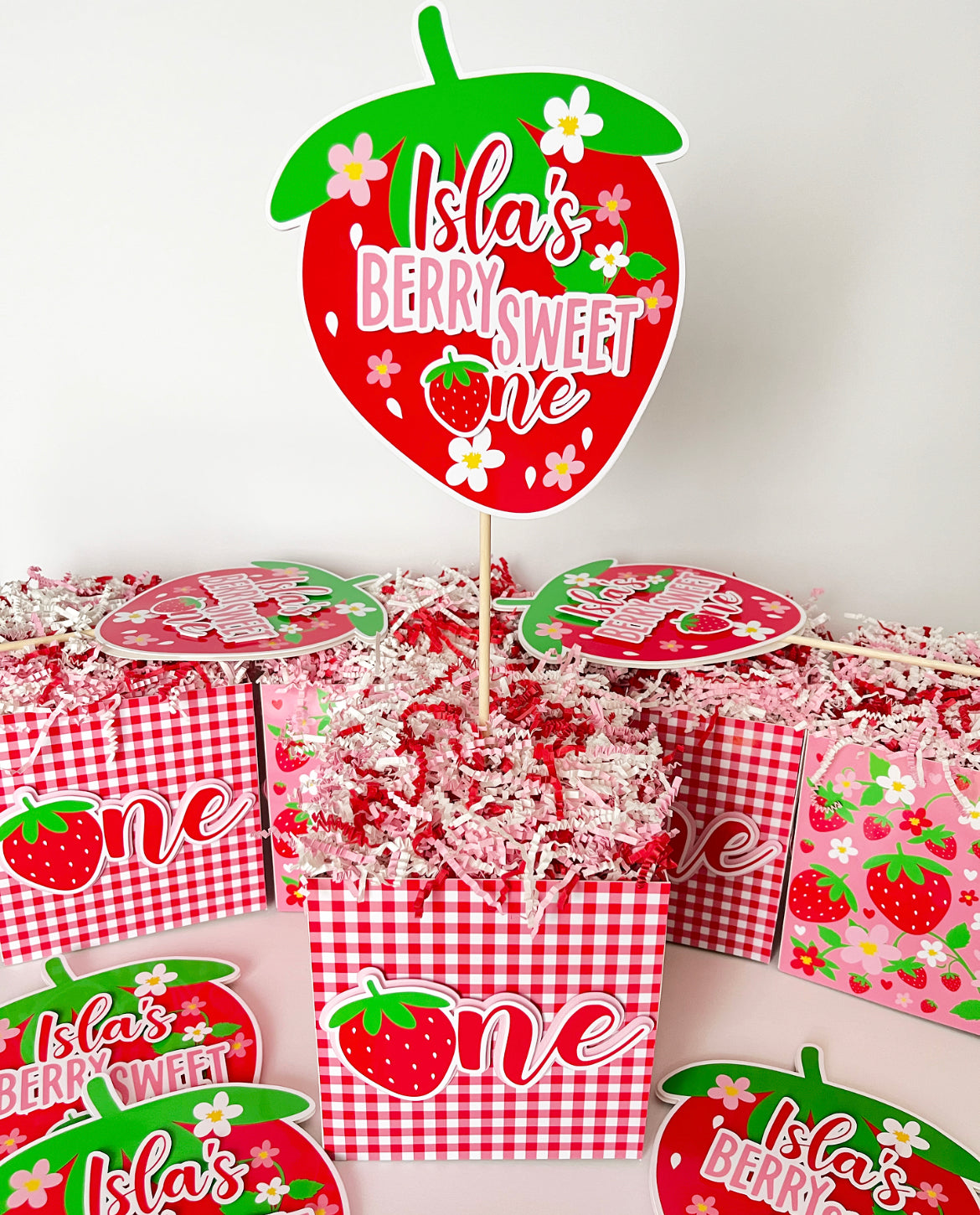 Berry Sweet Strawberry themed Centerpieces