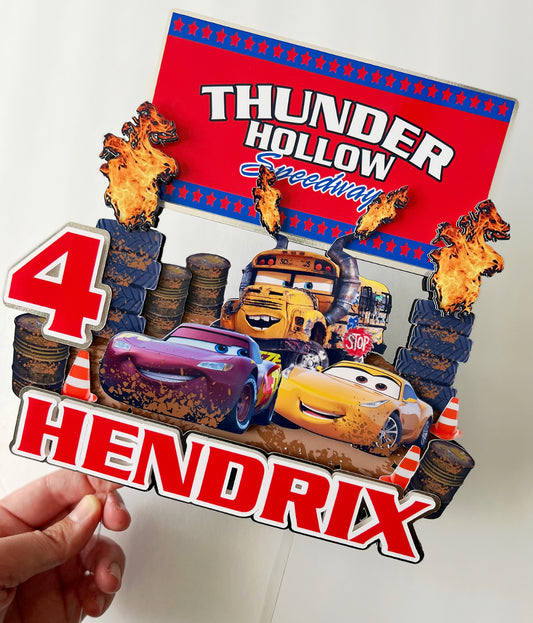 Cars 3 Thunder Hollow themed Cake Topper