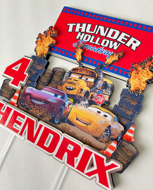 Cars 3 Thunder Hollow themed Cake Topper